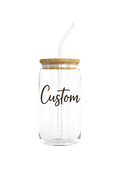 Custom Glass Can Tumbler | 16oz Bamboo Lid & Straw